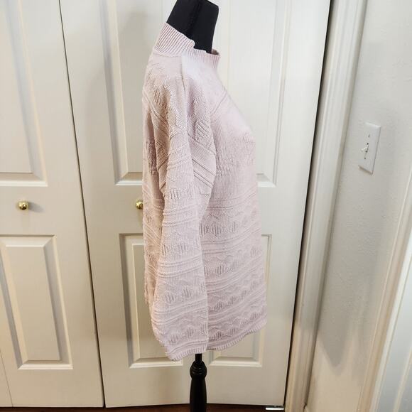 A Knitch Above by Spar Knitwear Women's Med Pink Knit Sweater Mock Neck Cotton - Picture 6 of 10